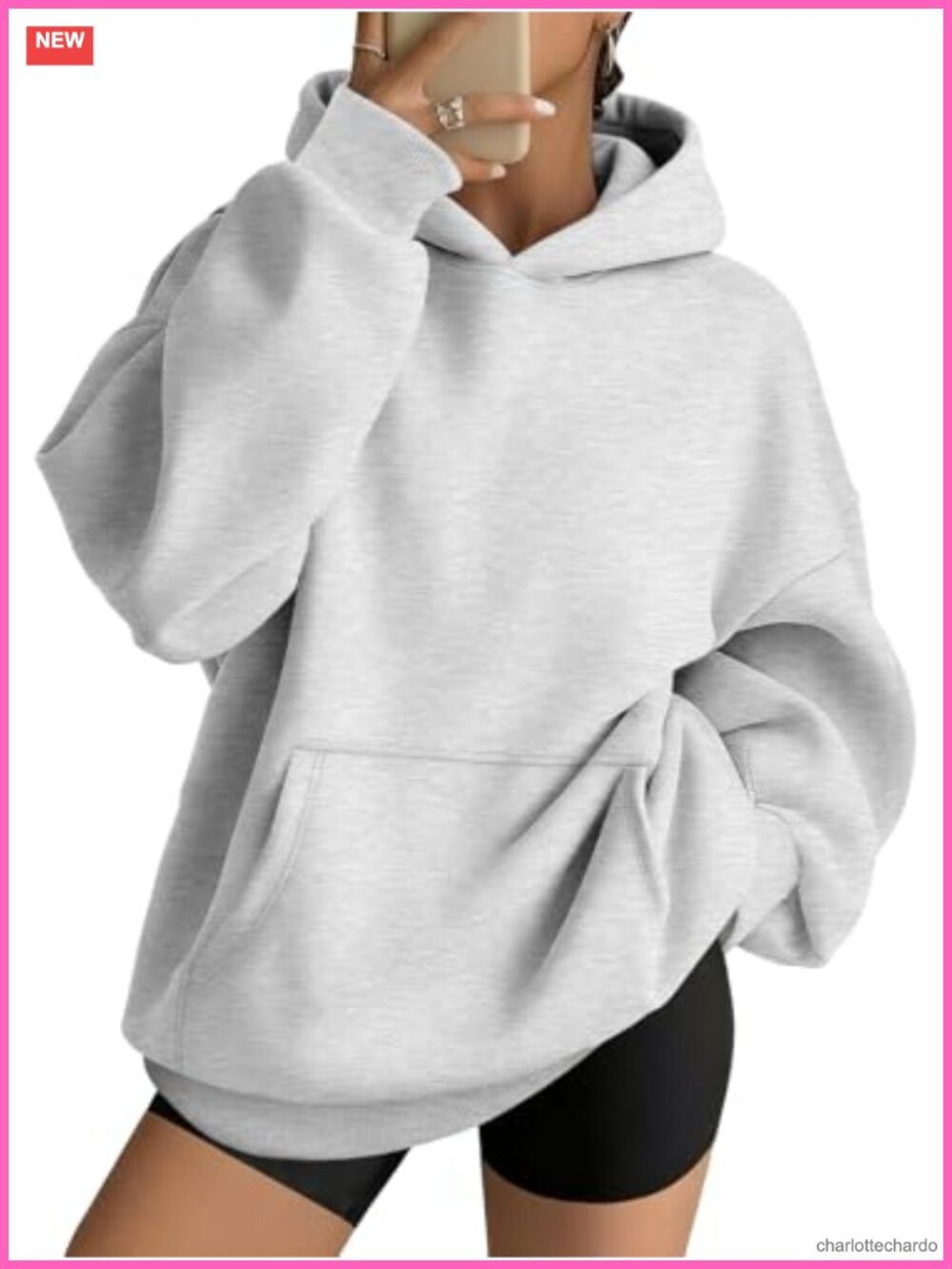 Oversized Fleece Pullover Hoodie Long Sleeve Fall Winter Casual Y2K